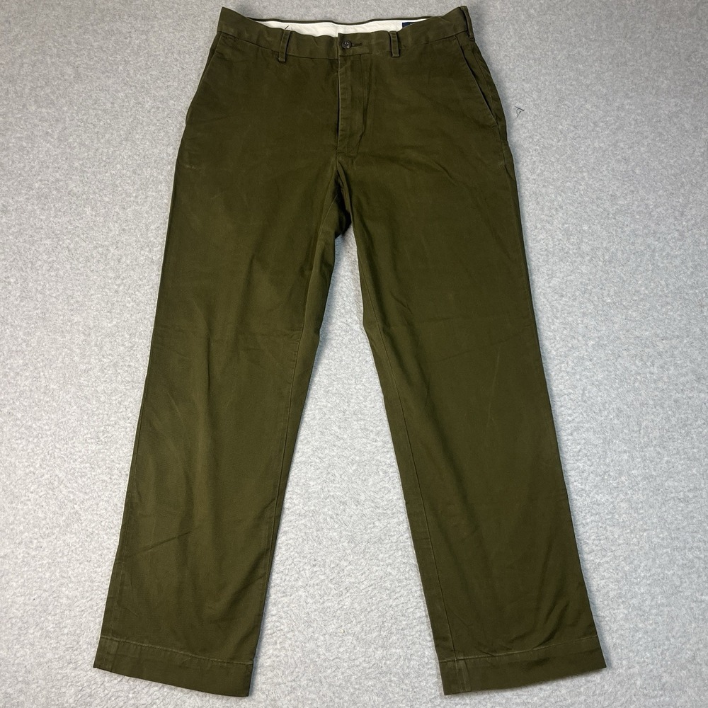 Polo Ralph Lauren Pants Mens 31x30 Green Chino Stretch Classic Flat Front Cotton